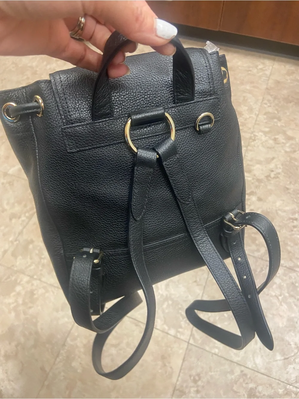 Coach Black Pebbled Leather Mini Backpack with Gold Hardware Accents